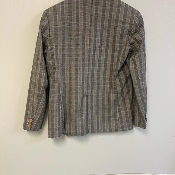 Mango Cotton Blend Checkered Plaid Blazer wooden buttons with red details Fall - Picture 6 of 9